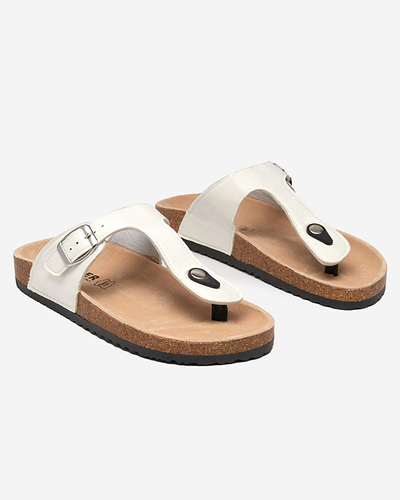 Sandales femme en éco-suède blanc Sodifo- Footwear