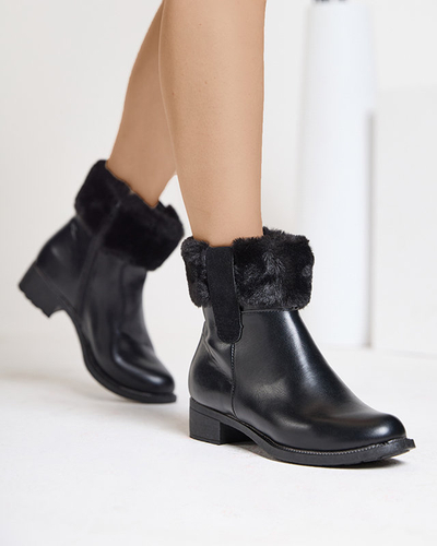 Bottes noires pour femmes avec fourrure Sabola- Footwear