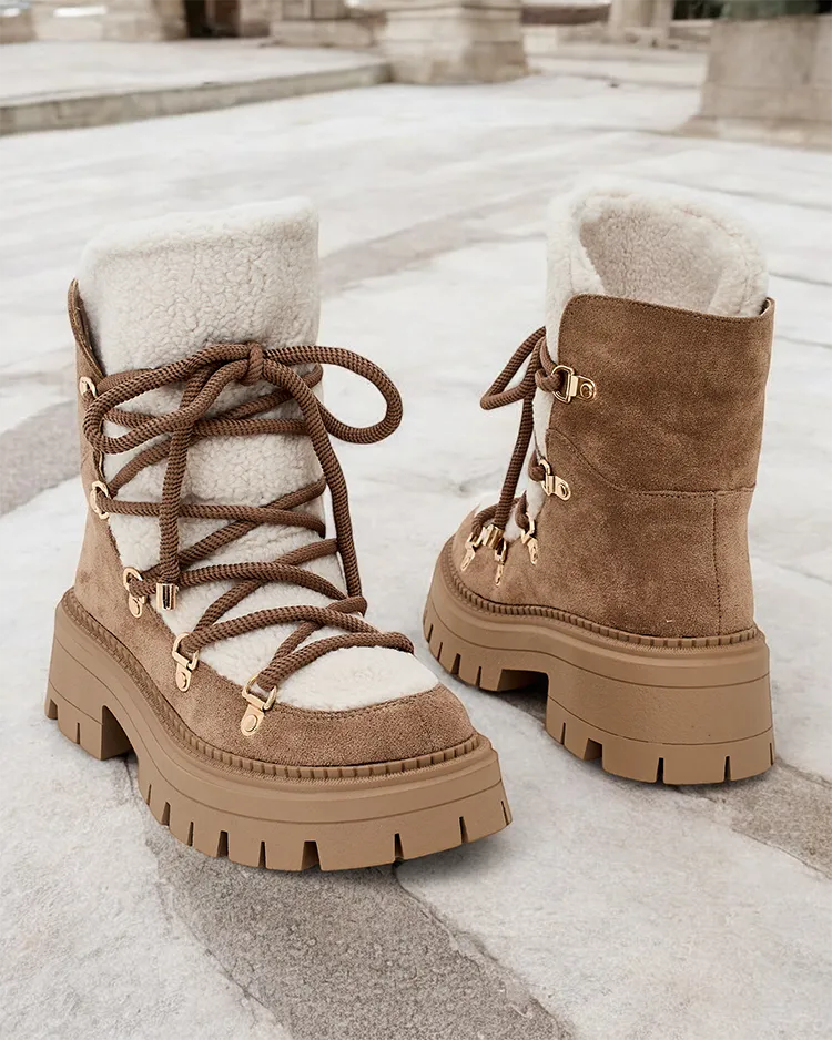 Royalfashion Bottes de neige Lozin à lacets pour femme