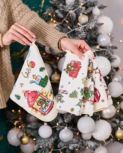 Ensemble de vacances Royalfashion de 4 torchons de cuisine Joyeux Noël