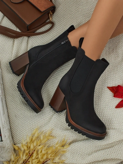 Bottines femme en éco-daim à talon bloc Soreya