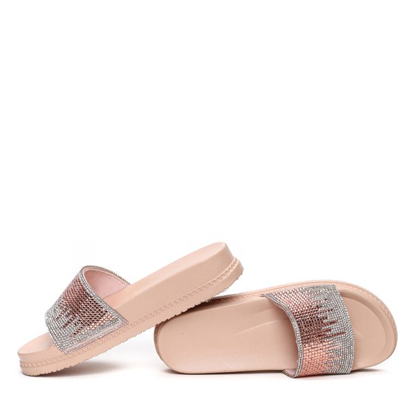 Różowe klapki z kamyczkami Avianna- Obuwie