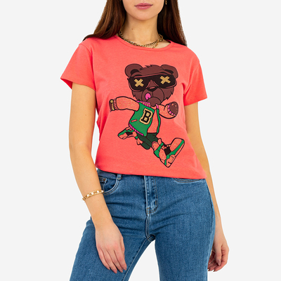 T-shirt imprimé corail pour femme - Vêtements
