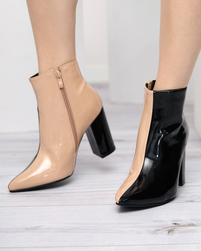 Bottines vernies beiges et noires sur le poteau Cruell - Footwear