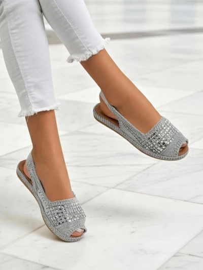 Royalfashion Sandales espadrilles pour femmes avec zircons Belle Sparkle