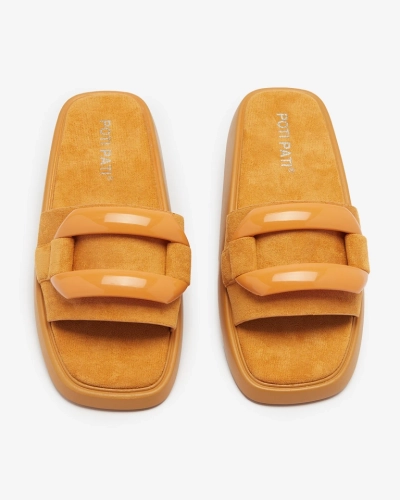 Tongs marron pour femme en suédine écologique Omve - Footwear
