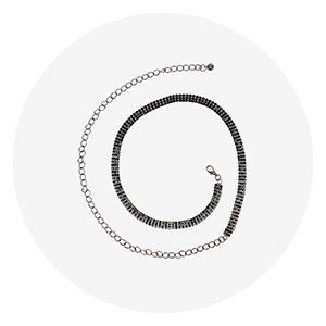 Ceinture femme chaîne noire avec zircons cubiques - Accessoires