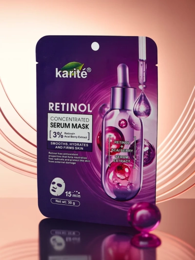 Masque facial en tissu infusé de sérum au rétinol - régénère et lisse intensément la peau