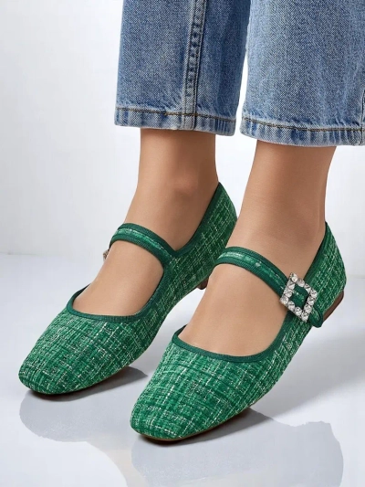 Royalfashion Ballerines à carreaux pour femmes avec boucle et strap Riffos