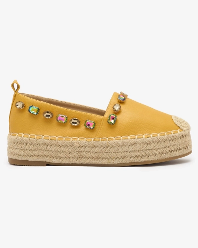 OUTLET Espadrilles jaunes pour femme avec cristaux Ziennie - Chaussures