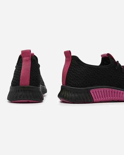 Chaussures de sport noires pour femmes avec empiècements fuchsia Keteti - Chaussures