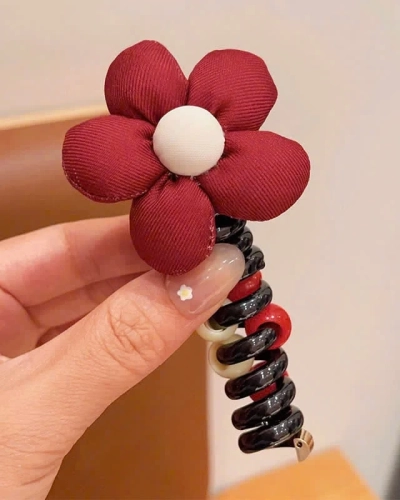 Royalfashion Élastique à cheveux en spirale avec une petite fleur Blossom Coil