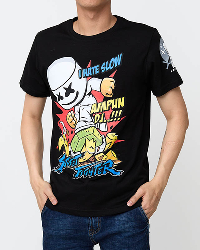 T-shirt imprimé noir pour homme - Vêtements