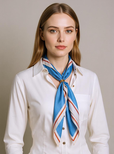 Apollonia - Foulard bleu pour femme en polyester 69x66 cm