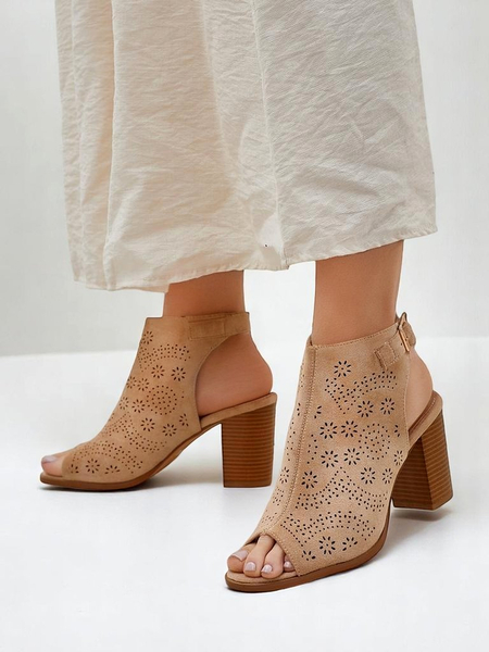 Royalfashion Sandales à talon bloc découpé pour femmes Abetle