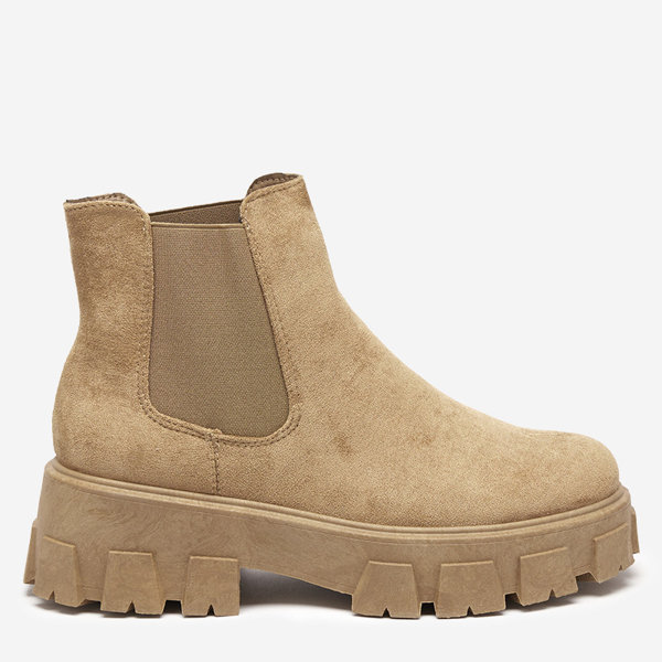 OUTLET Bottes marron clair pour femmes en daim écologique Riseva - Footwear