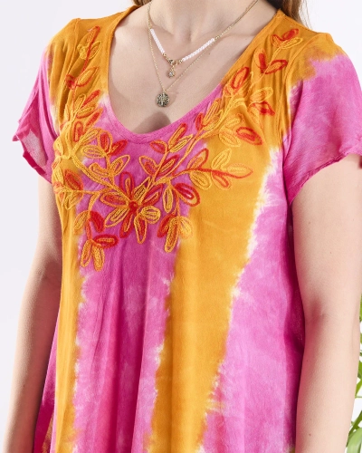 Robe de plage orange et rose pour femmes narzutka- Vêtements