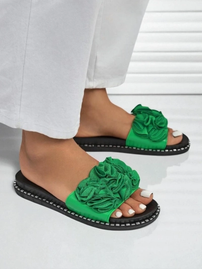 Royalfashion Mules à semelle plate pour femme Flora Verde