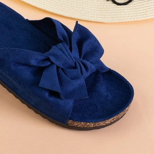 OUTLET Chaussons femme bleu marine avec un nœud Alanza - Footwear