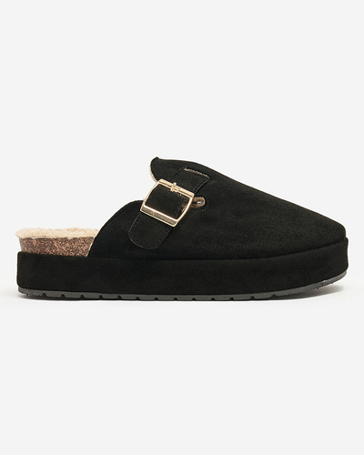 Royalfashion Pantoufles pour femmes avec peau de mouton et boucle Kajis