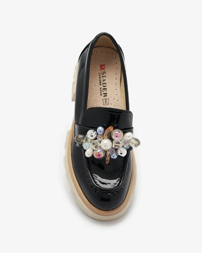 Livia Elegante - Mocassins Noirs Luxueux à Talons Plats
