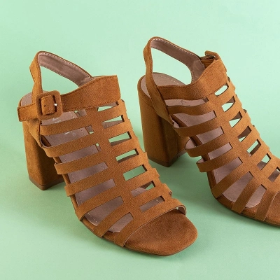 OUTLET Sandales à rayures marron clair pour femmes sur le poteau du Sim - Chaussures