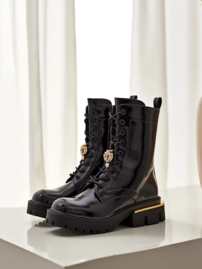 Bottines de travail en cuir verni pour femmes Tesiolle