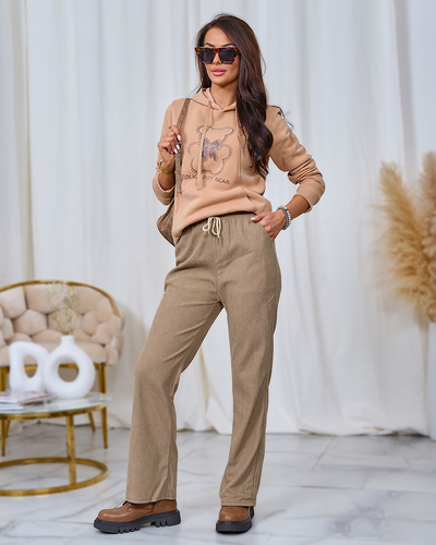 Royalfashion Pantalon kaki en velours côtelé pour femme