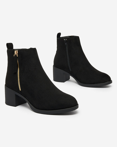 Royalfashion Bottines basses à talon aiguille pour femmes en éco-daim noir Rejerry