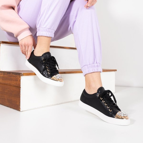 Sneakers noires avec zircone cubique sur la pointe Lilly - Footwear