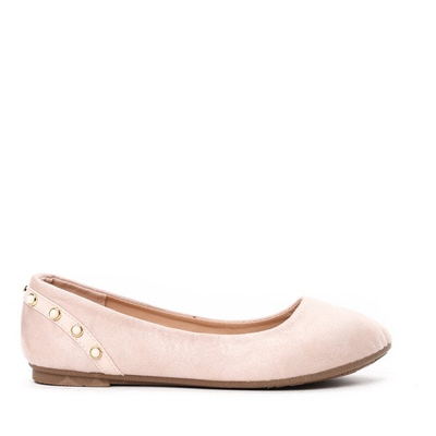 Beżowe balerinki z perełkami Treasure- Obuwie