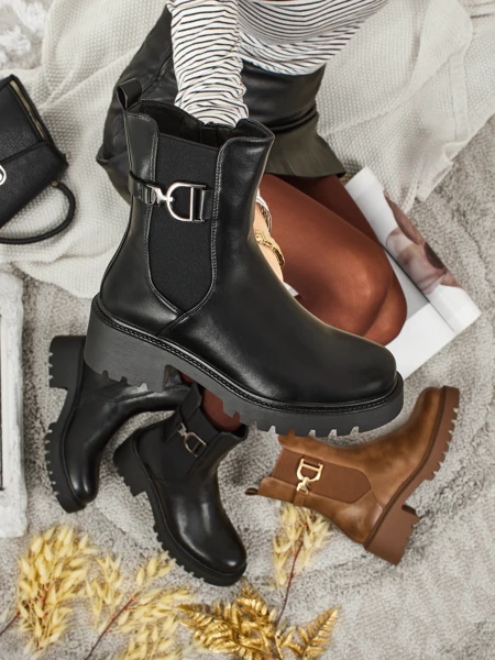 Bottines hautes pour femmes en cuir écologique Ovella