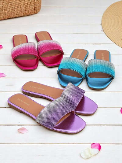 Royalfashion Sandales pour femmes ShinyGlow avec zircons