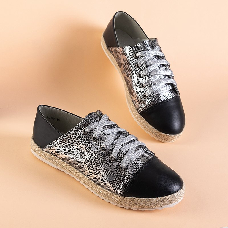 Baskets noires pour femmes à motif peau de serpent 'a'la Nohims - Footwear