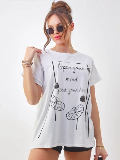 T-shirt en coton Royalfashion pour femmes avec un imprimé intéressant