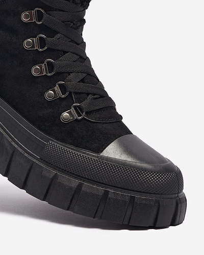 Bottes pour femmes en éco-suède noire avec peau de mouton Vetic - Chaussures