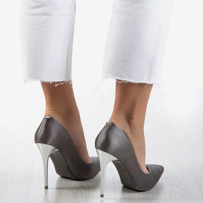 Escarpins pour femmes en satin gris Gold Star - Chaussures 1