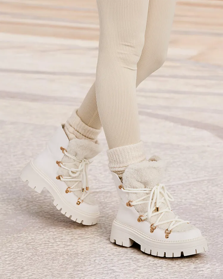Royalfashion Bottes de neige Lozin à lacets pour femme