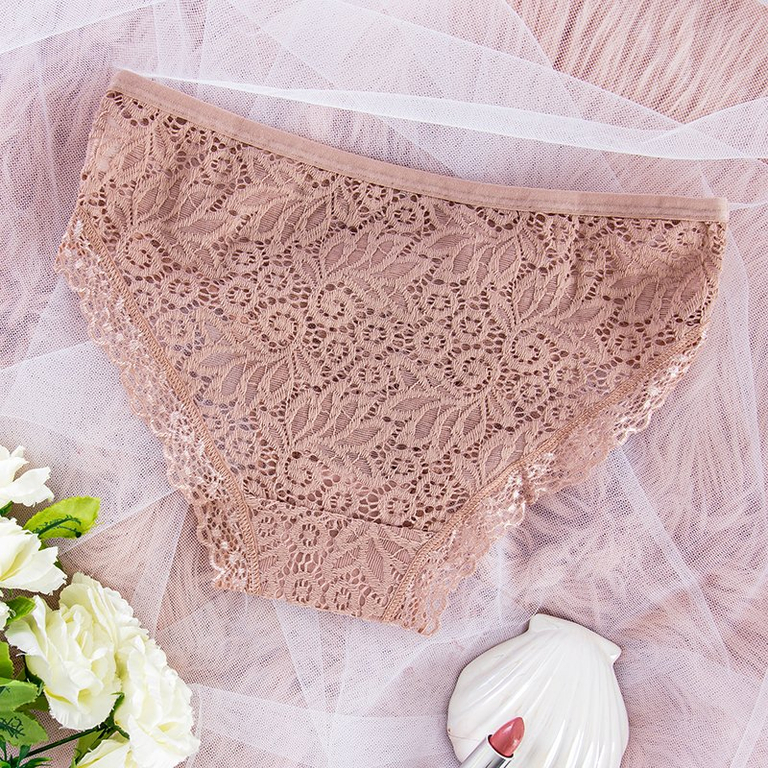 Culotte femme en dentelle marron clair PLUS TAILLE - Sous-vêtements