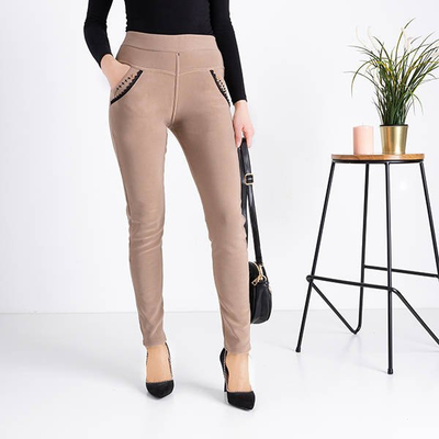 Treggings isolés marron clair pour femme - Vêtements