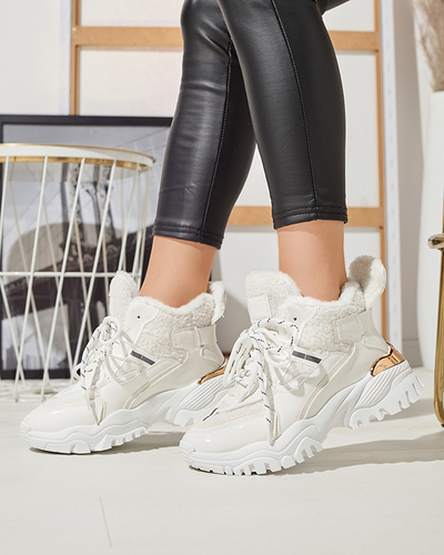 Chaussures de sport blanches pour femmes avec fourrure Sagglo- Footwear