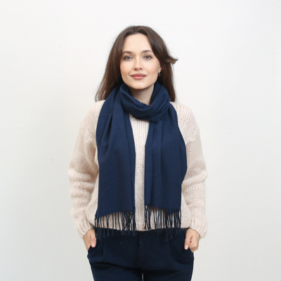 Echarpe étroite classique unicolore bleu marine pour femmes - Accessoires