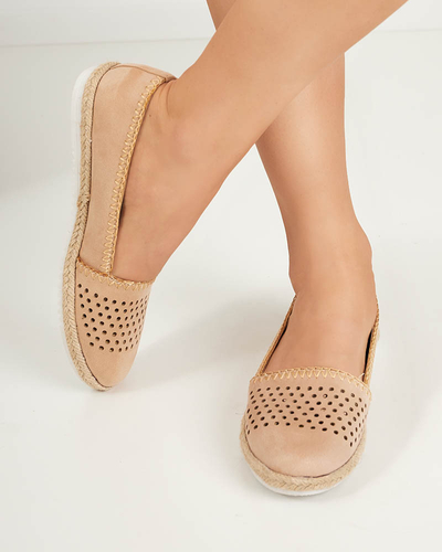 OUTLET Espadrilles femme beiges ajourées à enfiler Terila - Chaussures