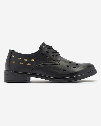 Demi-souliers en cuir écologique ajouré pour femmes en noir Selofso- Footwear