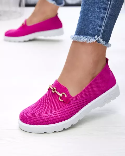 Baskets à enfiler pour femmes Fuchsia avec ornements dorés Enelida - Footwear