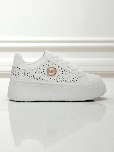 Sneakers Aelia Royalfashion pour femmes sur plateforme, ajourées, blanches, écru