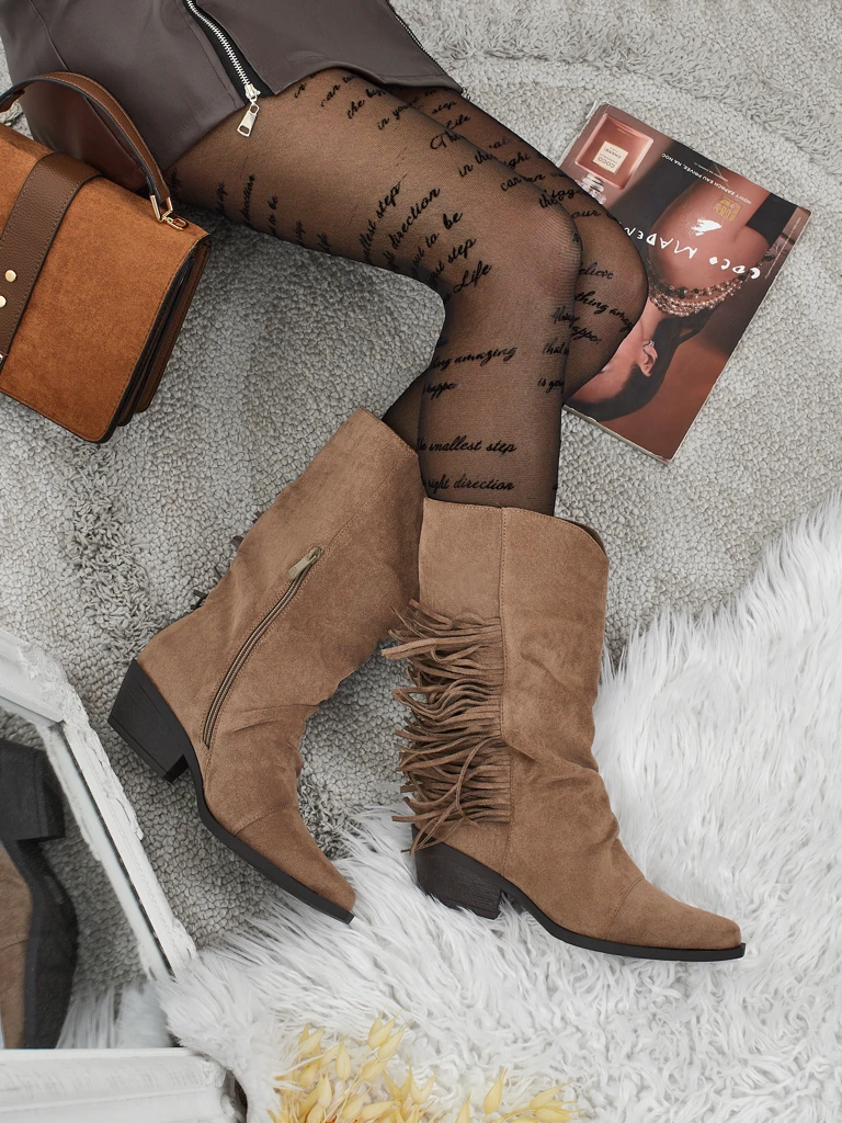 Bottines cow-boy à talons avec franges Selva