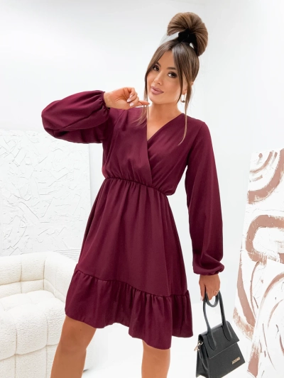 Royalfashion Mini-robe à volants et décolleté cache-cœur pour femmes