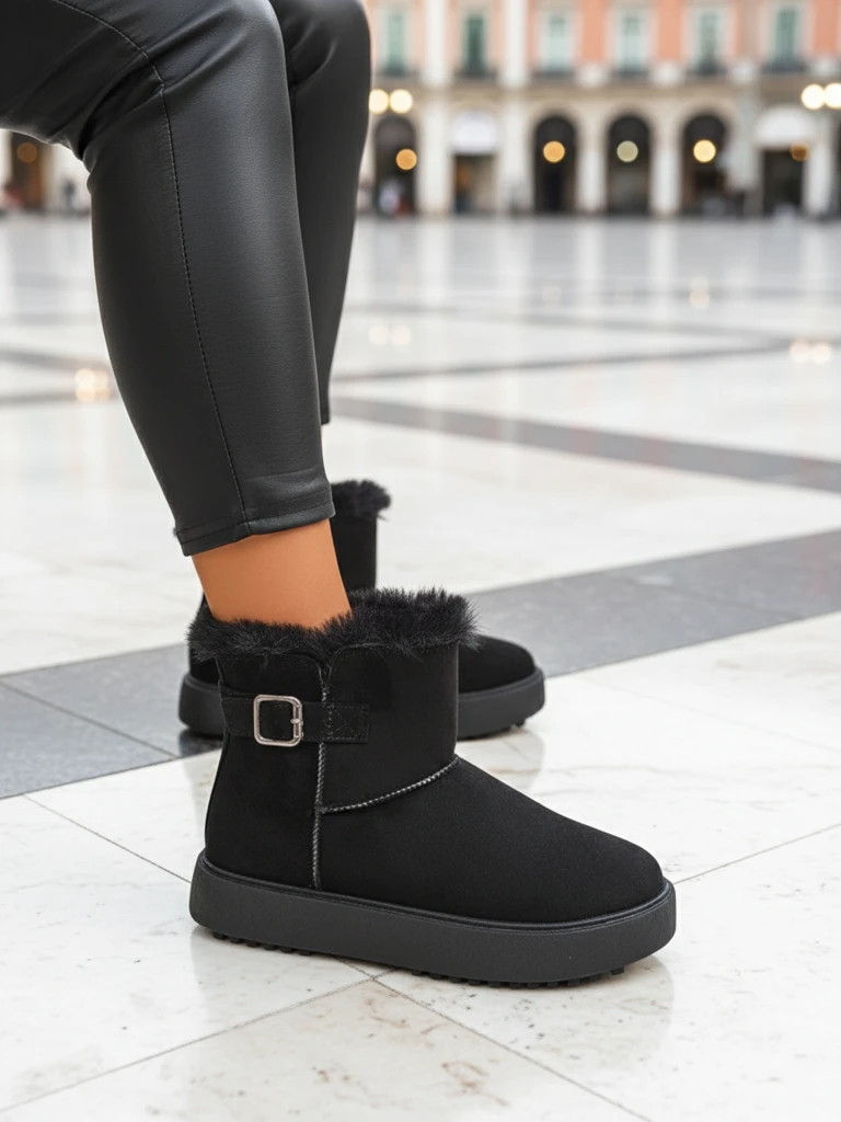 Royalfashion Bottes courtes style bottes de neige pour femmes Winter Crest