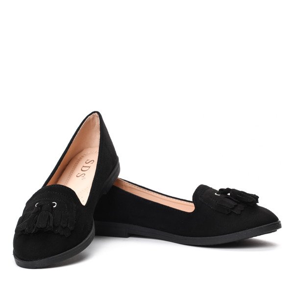 Czarne mokasyny z frędzlami Fritza- Obuwie